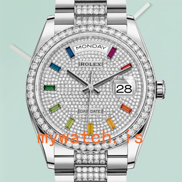 Rolex Day-Date Men’s m128349rbr-0012 36mm Silver-tone Diamond Bezel: A Timeless Masterpiece